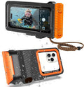 Waterproof Phone Case for Snorkeling & Diving (33ft/10m), IP68 Waterproof Hard Case for Swimming, Universal Underwater Touch Screen Case Compatible with iPhone (Orange, 4th Generation Phone Case)