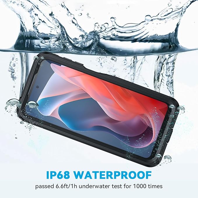 Lanhiem for Moto G Play 2024 Case, IP68 Waterproof Dustproof Shockproof Case with Built-in Screen Protector, Full Body Underwater Protective Cover for Moto G Play 2024 Only, Black