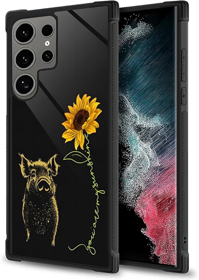 for Samsung Galaxy S24 Ultra Case, Pig Sunflower Yellow Sunshine Pattern Graphic Design Girl Boy Soft Silicone Hard Acrylic Shock Protection for Samsung Galaxy S24 Ultra