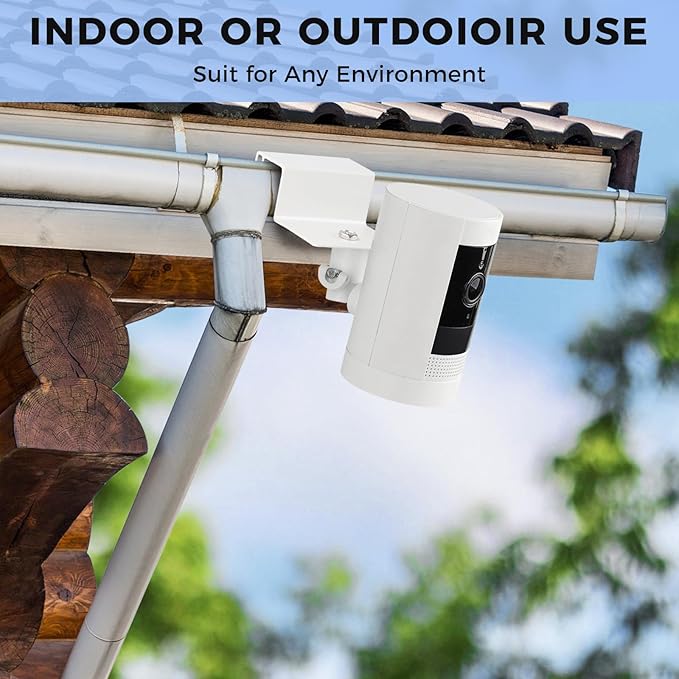 2Pack Adjustable Gutter Mount for Stick Up Cam/Spotlight Cam/Outdoor Cam Plus, Waterproof No Drill Mounting Bracket with Perfect View Angle
