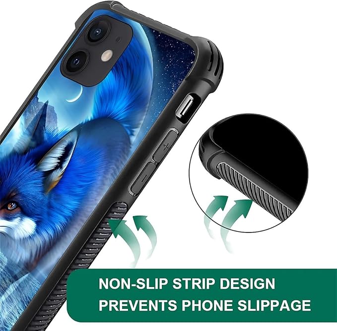 for iPhone 12/12 Pro Case, Snowy Mountain Fox Lake Pattern Graphic Design Girl Boy Soft Silicone Hard Acrylic Shock Protection for iPhone 12/12 Pro
