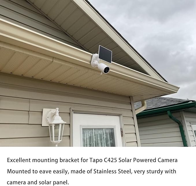WiTi Gutter Mount Stainless Steel Bracket for Eufy Security SoloCam S340, Solar Security Camera Holder Anti-Rust Screws, No Drill Installation Compatible with IP PTZ Dome Cameras Outdoor