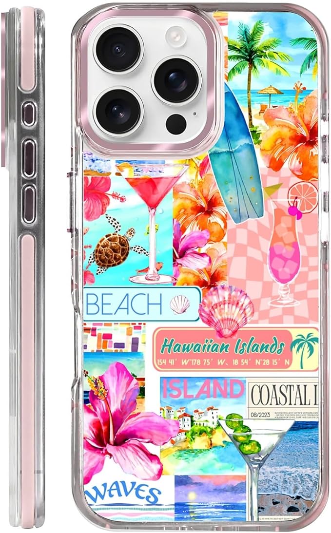 Case for iPhone 16 Pro,[Compatible with MagSafe],Coastal Beach Cover Coquette Collage Phone Case Design，for Women Girls Magnetic Clear Cover - Slim, Sleek, & Shockproof Protection