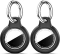 for Apple AirTag 2nd & 1st Gen,2 Pack Waterproof Case for AirTag Holder Keychain,GPS Tracker Cover for Dog,Car Key,Luggage-C1-Black+Black