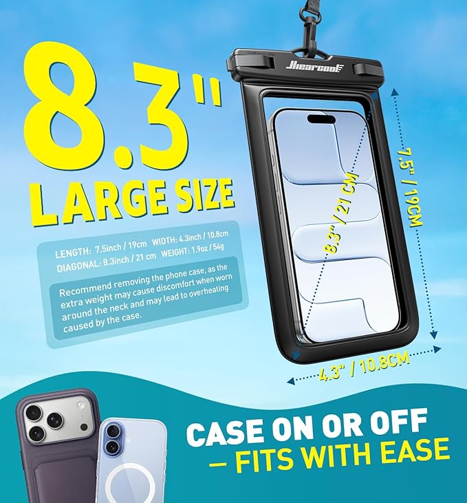 Hiearcool Waterproof Pouch for iPhone, Waterproof Phone Bag Travel Essentials Cruise Accessories Must Haves-4Pack Black