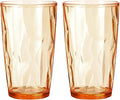 uxcell 17oz Acrylic Drinking Glasses, 2Pcs Plastic Reusable Tumblers Drinkware Unbreakable Water Glasses Cups Stackable & Dishwasher Safe for Home Outdoors Restaurant, Orange