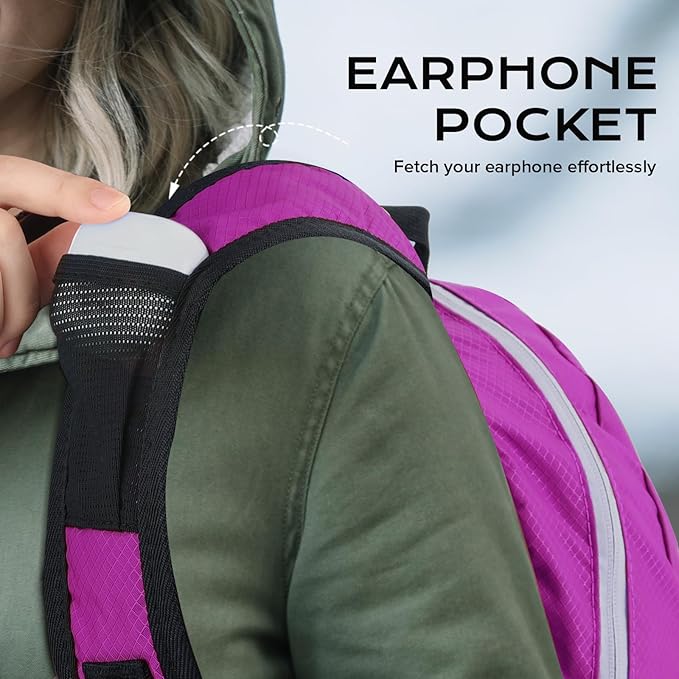 VPBAGE 15L Water-resistant Hiking Daypack for Women, Small Backpack Travel Outdoor, Lightweight Day Pack with Tool Loops