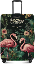ANNA QUEEN Tropical Pink Flamingos Travel Luggage Cover -Stretchable Airplane Suitcase Protector Sleeve,Universal Washable Fit for 32-34 Inch Checked Baggage,Water Resistant Durable Luggage Protector