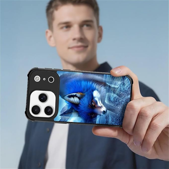 for iPhone 17 Pro Case,for MagSafe Graphic Design for Girl Boy Soft Silicone Hard Acrylic Shock Protection Designed for iPhone 17 Pro Snowy Mountain Fox Lake Pattern