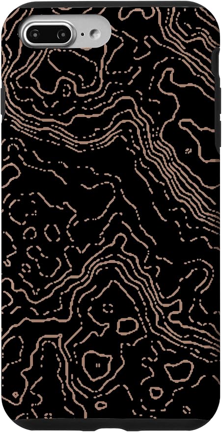 Topography Black & Brown Abstract Pattern Topographic Map Case for iPhone 7 Plus/8 Plus