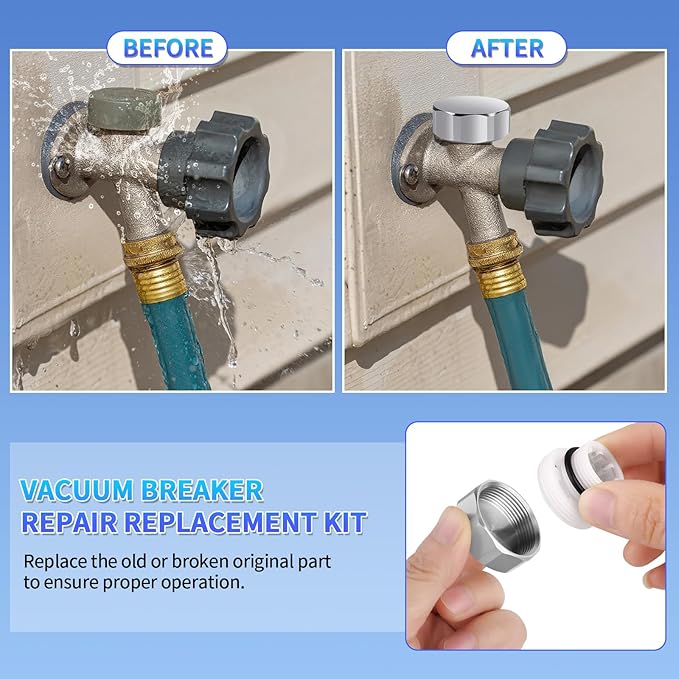 Boltigen 2 Sets Outdoor Faucet Repair Kit, Brass Chromed Vacuum Breaker Outside Faucet Set for VACVBKX1B, ASSE 1019-A Hose Bib Spigot Replacement Kit for Anti-Siphon Frost-Free Sillcock Valves