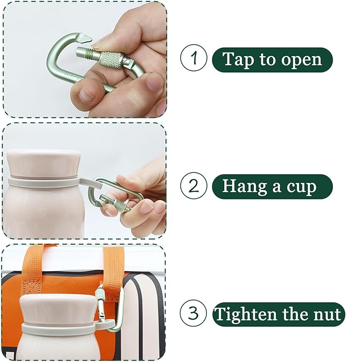 YUCHIYA 8 Pack D-Shape Carabiner Clasp with Screw Gate, 2.2 Inch Mini Keychain Clip Key Chain Buckle, Aluminum Alloy Keyrings Hook for Outdoor Hiking not for Climbing