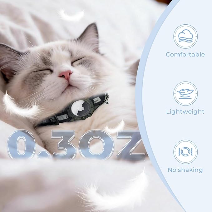 Breakaway AirTag Cat Collar, Reflective Cat Tracker Collar with Air Tag Holder and Bell, Safety Elastic Band Cat GPS Collars for Girl Boy Cats, Kittens and Puppies (Black, 8-13'')