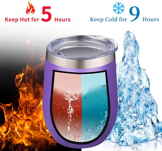 12oz/4 Pack Wine Tumbler Glasses with Lid Stemless Double Wall Vacuum Stainless Steel Travel Tumbler Keeping Cold & Hot for Wine,Coffee,Cocktails,Drinks-Family and Gifts (Multi color-4)