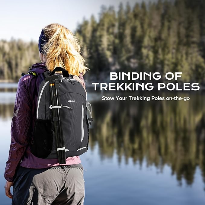 VPBAGE 15L Water-resistant Hiking Daypack, Small Backpack Travel Outdoor, Lightweight Packable Day Pack Carry On for Women Men Adults