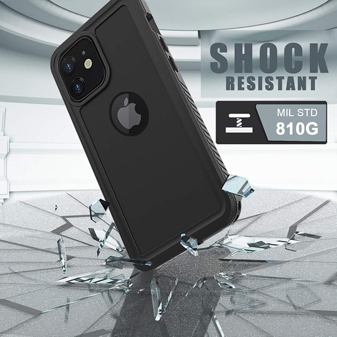 Diverbox for iPhone 12 Waterproof Case,Waterproof Shockproof Dustproof IP68 Full-Body Hard Case Built-in Screen Protector Underwater Outdoor Waterproof Cover for iPhone 12,6.1 in (Back Black)