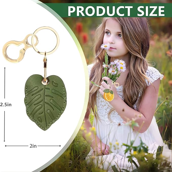 Leather Keychain Holder Case Compatible with AirTag,Cute air tag Cover with Keychain Ring,GPS Tracker Case for Keys