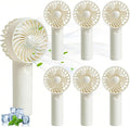 6 Pcs Mini Handheld Fan Bulk, 3 Speed Portable Personal USB Rechargeable Fan, Battery Operated Small Pocket Eyelash Fans for Women Men Makeup Travel Indoor Outdoor Summer