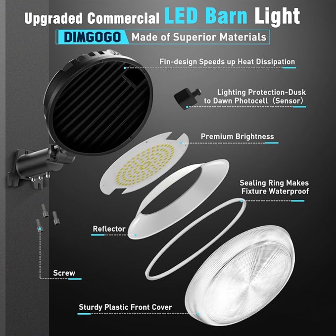 150W LED Barn Light, 20000LM Dusk to Dawn Outdoor Yard Light with Photocell, IP66 Waterproof, 1200W MH/HPS Equivalent, Aluminum Housing Outside Security Flood Lighting for Garage Farmhouse