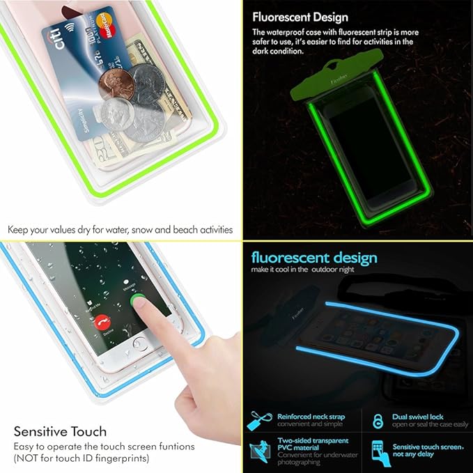 Universal Waterproof Phone Pouch, 4 Pack Waterproof Phone Case for iPhone 17/16/15/14 Pro Max Samsung Galaxy Note up to 6.9", IPX8 Cellphone Dry Bag Beach Essentials, Lanyard Included