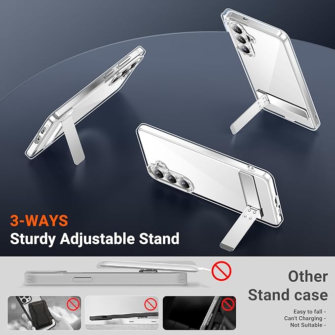 Temdan Designed for Samsung Galaxy S26 Case Clear, Built-in Invisible Kickstand [Military Grade Drop Protection] Anti-Yellowing Slim Fit Shockproof Cover for Galaxy S26 5G 6.3 Inch - Crystal Clear