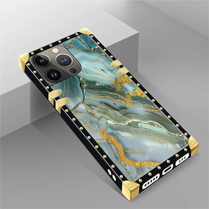 Compatible with iPhone 14 Pro Case, Golden Texture Marble Veining Luxury Golden Decoration for Girl Women Soft TPU Shockproof Protective Hard PC Back for iPhone 14 Pro