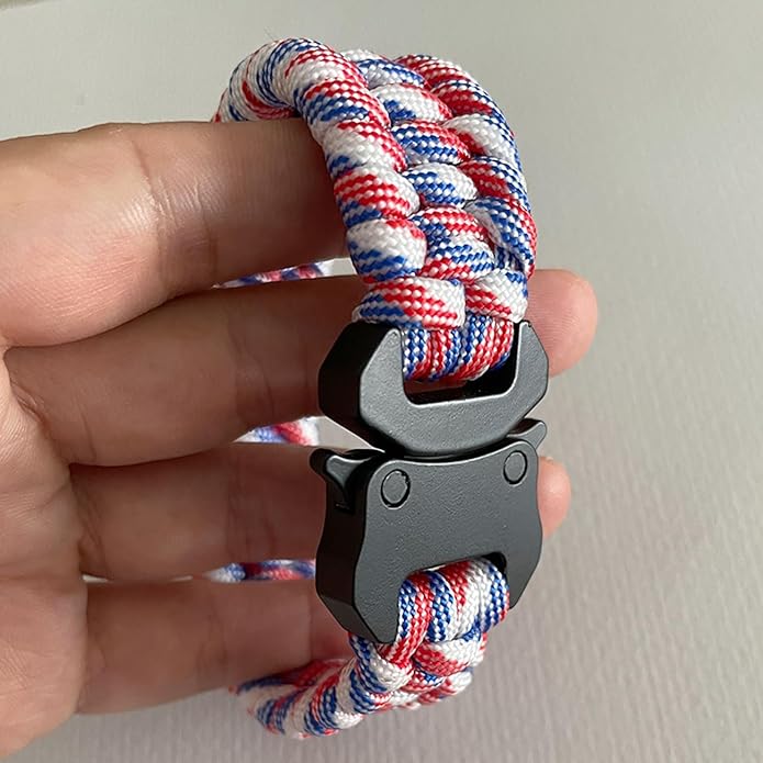 Parachute Cord Bracelets Trilobite Weaved Paracord Bracelet with Side Release Buckle 8.7 inch Black Bracelet for Men Women 1 Set