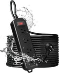 TESSAN Outdoor Power Strip Weatherproof, 50FT Extension Cord Waterproof with 4 Outlets 1 Switch (1250W), Surge Protector 1700J, Wall Mountable for Home Office and Patio Christmas Lights, Black