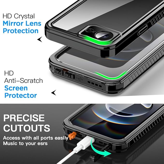 AICase for iPhone 17e Case Waterproof, Clear Water Proof Shockproof Dustproof Snowproof Full Body Rugged Transparent Underwater Phone Case for iPhone 17e 2026 Built-in Screen Protector