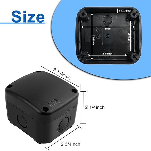 Waterproof Junction Box,Nineleaf IP66 Weatherproof Electrical Project Boxes,3.3X 2.8 x 2.3 inch,Universal Electrical PVC/ABS Plastic Project Enclosure Box,Black