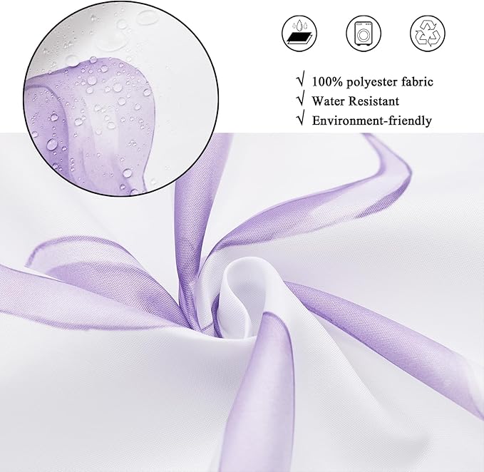 Purple Bow Shower Curtain, Lavender Modern Aesthetic Bowknot with Polka Dot Cute Girly Bathroom Curtain Waterproof Fabric Machine Washable with Hooks, 36" Wx72 L