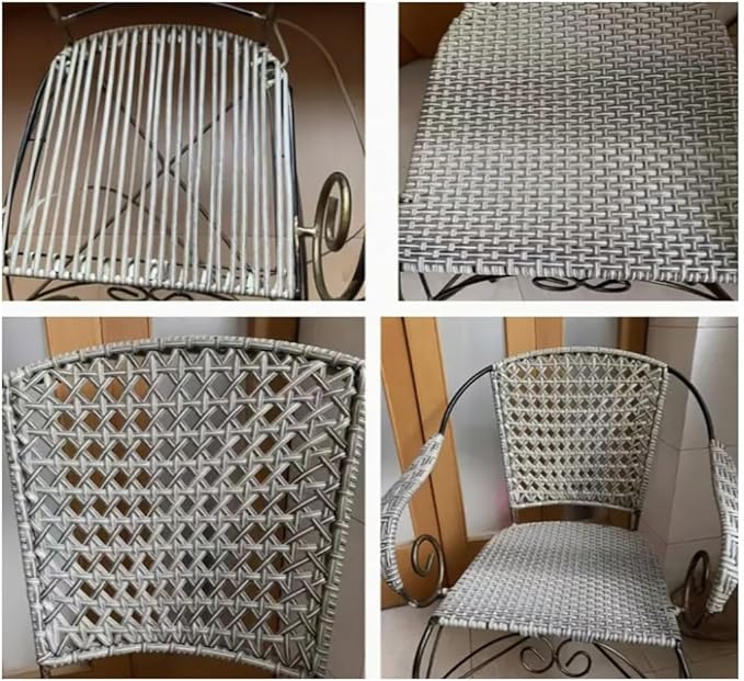 Gradient Grey Rattan Weaving Material for Wicker Furniture Repair High Strength Wicker Fix Kit Flat PE Woven Knit for Chair Table Storage Baskets Makeover and Crafting