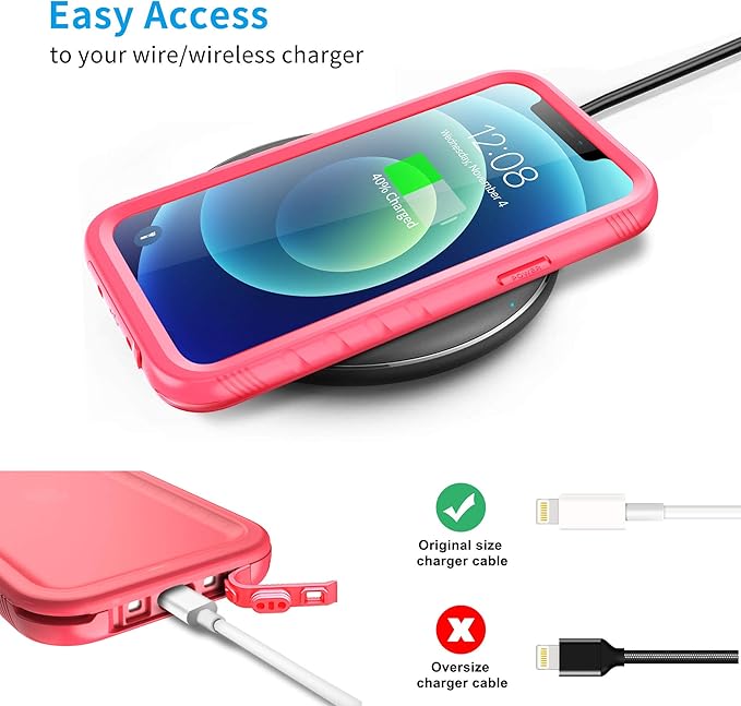 SPORTLINK Compatible with iPhone 12 Pro Max Waterproof Case - Full Body Shockproof Dustproof Phone Screen Protector Rugged Cases for iPhone 12 Pro Max 6.7 Inches Pink