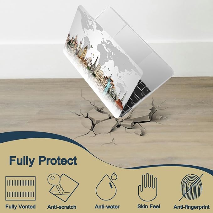 Hard Case for New MacBook Air 13 inch M2 M3 M4 M5 2022 2024 2025 2026 Release (Model A3449 A3240 A3113 A2681),13.6" Protective Case Cover & Keyboard Cover for Laptop Air 13.6",World Map