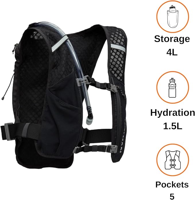 Nathan QuickStart Hydration Pack Vest with Bladder or flasks, Storage Pockets, Breathable Moisture-Wicking Fabric, Adjustable Straps for Running, Hiking, Walking, Marathons, Obstacle Races