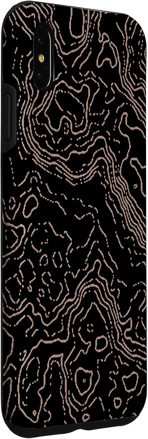 Topography Black & Brown Abstract Pattern Topographic Map Case for iPhone XS Max