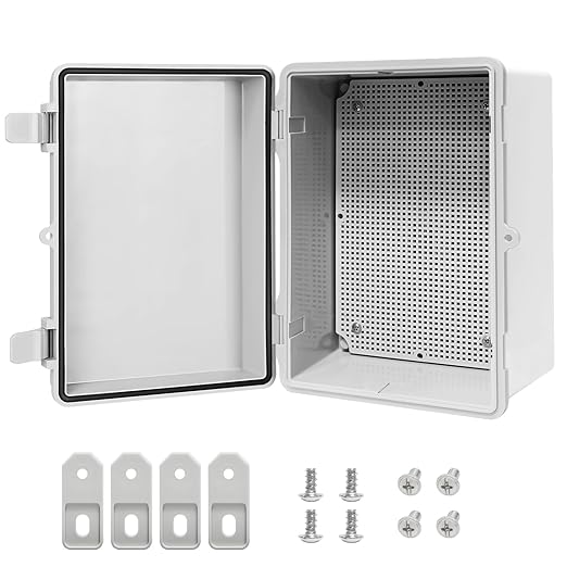 Junction Box ABS Plastic IP65 Waterproof Dustproof Universal Electrical Enclosure, Hinged Shell Outdoor and Indoor Usage Project Box11.4"x 7.5" x 5.5"(290 x 190 x 140mm), Grey