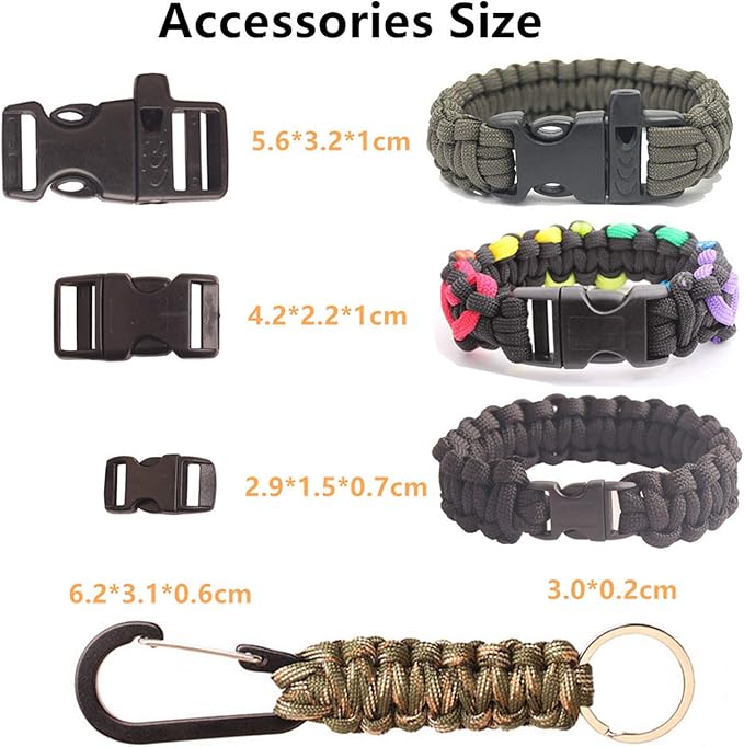Paracord,Paracord 550 Combo Crafting Kits with 5 Types Buckles,20 Feet Each Paracord Rope (Light Rainbow Set 200feet) (C-Set)
