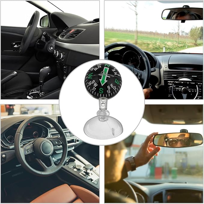 Amosfun Car Dashboard Compass with Suction Cup Portable High Precision Navigation Compass for Automotive and Boat Use Ideal for Travel and Outdoor Activities Compact 2.83X1.49X1.49 Inch