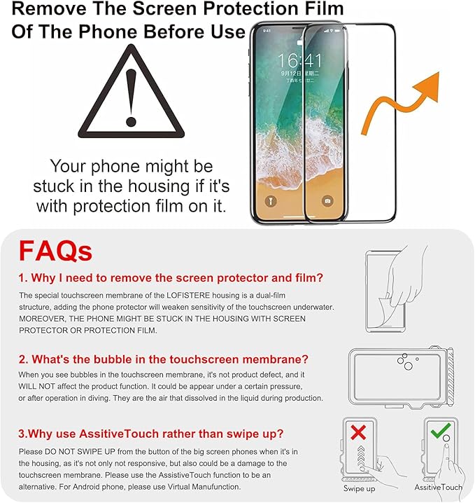 33ft Snorkeling Phone Case, Gen 4 IP68 Waterproof Housing for iPhone 16/15/14/13/12/11 Pro Max Samsung Galaxy S24/S23/S22, Touchscreen Full Protection