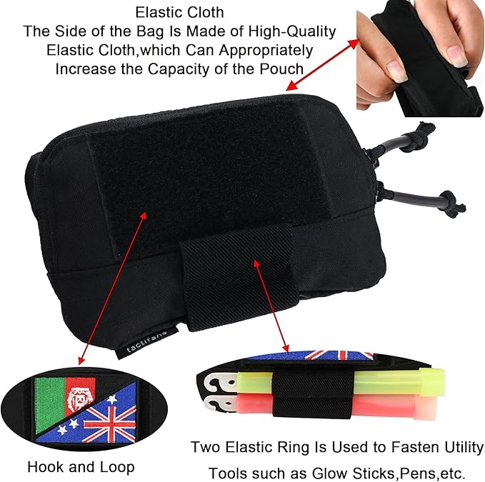 Tactical Molle Admin Pouch Chest Rig Small Molle Chest Pouch Utility MOLLE/Belt Pouch Tactical Vest Pouch Storage Organizer Panel for Tactical Vest 1.75'' Belt Molle Platform