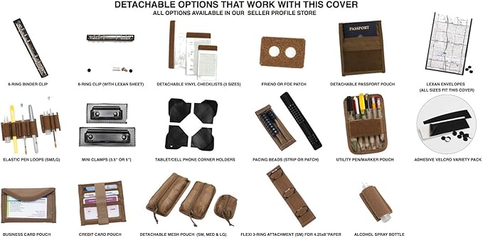 Tactical Notebook Covers Tactical Admin Notebook Cover System | Zippered Map Case | Fits US Standard Size Paper 8.5” x 11” & A4 Notebooks | Durable Field Organizer (Coyote Brown)