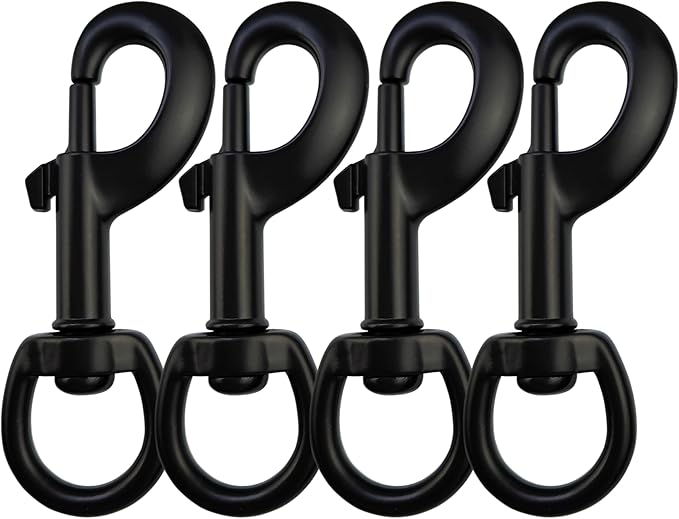 Garwor 3/4" Heavy Duty Swivel Snap Hooks Black Electrophoresis Coating, 4Pcs Dog Clips Trigger Snaps Dog Leash Hook Key Chain for Linking Pet Leash Flag Hooks