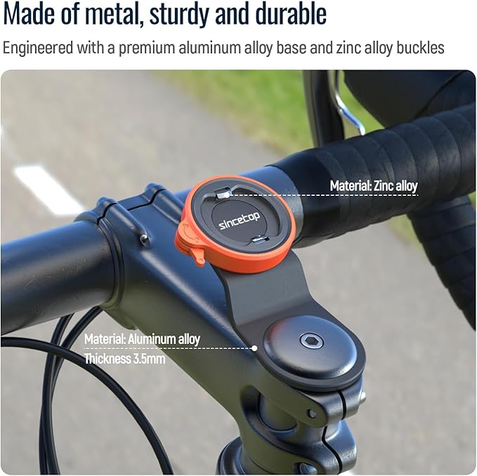 Bike Phone Mount,Mountain Bicycle Stem Cell Phone Holder,Universal Aluminum Handlebar Phone Clamp,MTB / Road E-Bike Cycling Mobile Phone Clip,Quick Release Attach/Detach-Orange【Series C-1st Gen】
