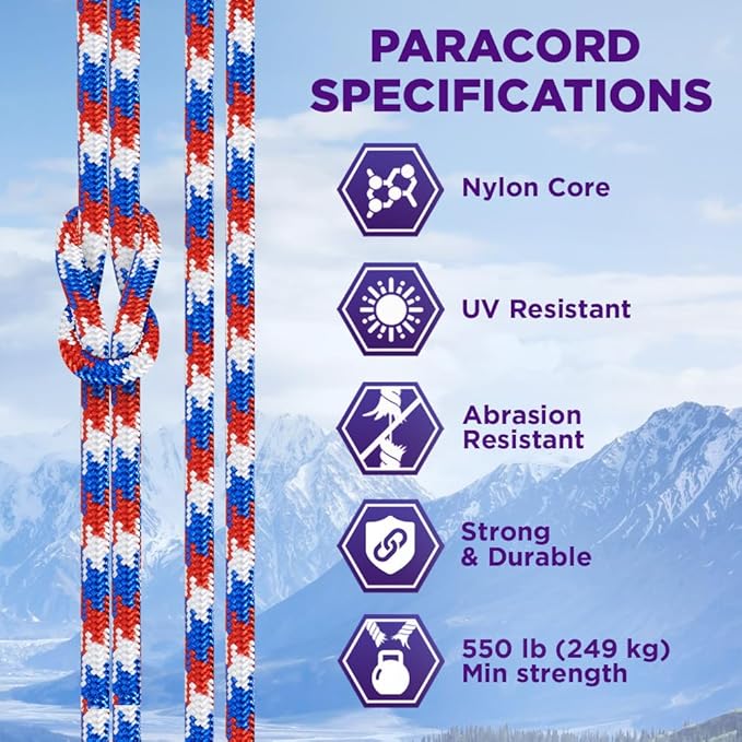 TECEUM Reflective Paracord Rope 1000 – 1000ft/200ft/100ft/50ft – 40+ Colors – Glow in The Dark – para Cord – Utility Rope for Survival, Hunting & Camping Gear – Nylon String, Camping Rope, Tent Cord