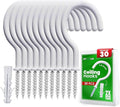 30 Pcs Ceiling Hooks for Hanging Plants, Cups, Utensils and Lights, 1-1/4 inch Vinyl Coated Screw-in Plant and Cup Hooks for Wooden and Drywall with Anchors