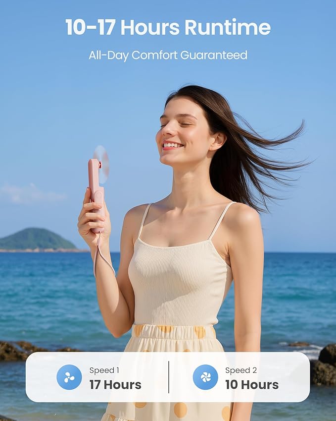 Gaiatop Portable Handheld Fan, 3 in 1 Mini Fan Handheld [17h Max Cooling], Foldable Personal Fans Pocket Design, USB Travel Fans Portable, Lash Trip Summer Essential Cute Gifts for Women Girl, Pink