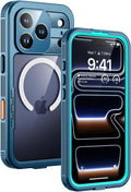 Lanhiem Magnetic for iPhone 17 Pro Case, IP68 Waterproof, Dustproof, Compatible with Magsafe, Built-in Screen Protector, Full Body, Heavy Duty, Rugged Phone Cover, 6.3 inch, Blue