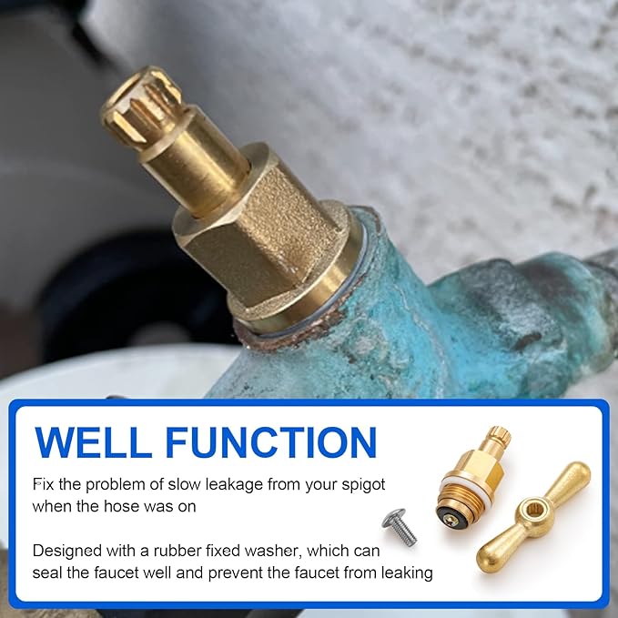 PK1100 Stem Assy, Premium Brass Globe Valve Faucet Stem Compatible with Arrowhead Hose Bibs, Boiler Drains & Sill Faucets
