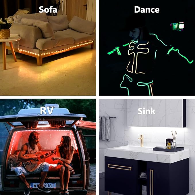WOBANE Rechargeable LED Strip Light, 2000mAH Battery Powered Color Changing Strip Lights, 6.56ft RGB Rope Lighting with Remote, Suitable for Party,Shelf,Sofa,Desk,Game,Holiday,Indoor Decoration